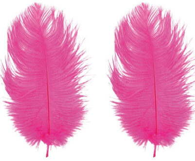 CHAKS Roetveeg Piet Struisvogelveren - 2x - fuchsia roze - 30-35 cm - Sinterklaas verkleedveer
