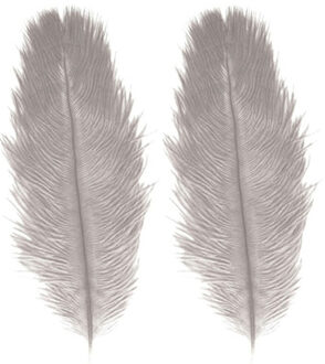 CHAKS Roetveeg Piet Struisvogelveren - 2x - grijs - 30-35 cm - Sinterklaas verkleedveer