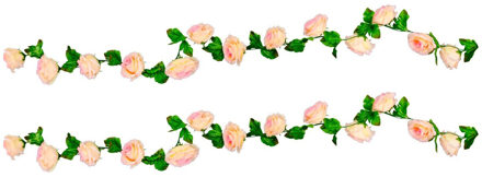 CHAKS Rozen bloemenslinger - 2x - kunstplant/bloem - roze - 220 cm