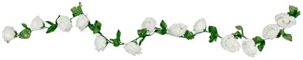 CHAKS Rozen bloemenslinger - kunstplant/bloem - wit - 220 cm