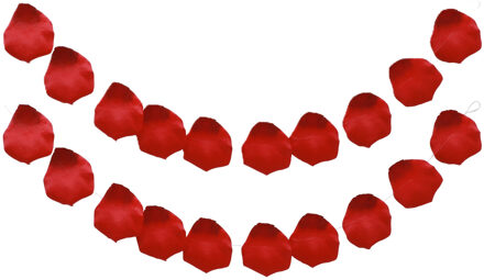 CHAKS Rozenblaadjes slinger - 2x - rood - 10 bladeren - bruiloft/Valentijn - 180 cm
