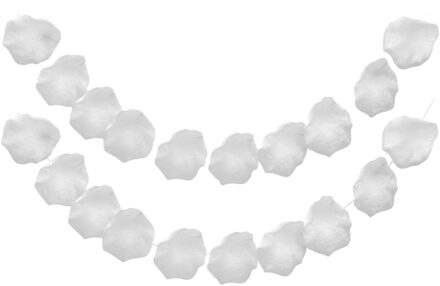 CHAKS Rozenblaadjes slinger - 2x - wit - 10 bladeren - bruiloft/Valentijn - 180 cm