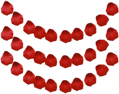 CHAKS Rozenblaadjes slinger - 3x - rood - 10 bladeren - bruiloft/Valentijn - 180 cm