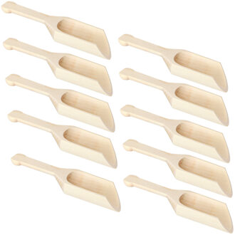 CHAKS Schep lepeltjes - 10x - hout - beige - 17 x 6 cm
