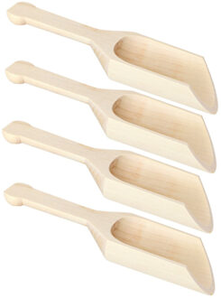 CHAKS Schep lepeltjes - 4x - hout - beige - 17 x 6 cm