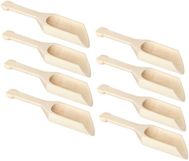 CHAKS Schep lepeltjes - 8x - hout - beige - 17 x 6 cm
