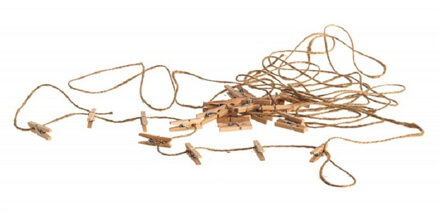 CHAKS Slinger met 30x knijpertjes - beige - 300 cm - Kaarten/foto's ophangen