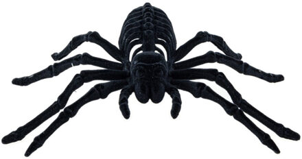 CHAKS Spin skelet 22 cm - zwart - velvet/fluweel tarantula - Horror/griezel thema decoratie beestjes