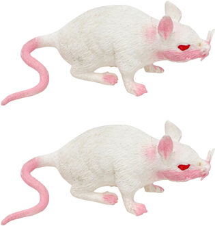 CHAKS Stretchy nep rat 17 x 14 cm - 2x - wit - Horror/griezel thema decoratie