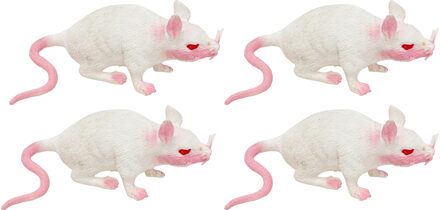 CHAKS Stretchy nep rat 17 x 14 cm - 5x - wit - Horror/griezel thema decoratie