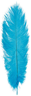 CHAKS Struisvogelveer/sierveer - turquoise - 55-60 cm - decoratie/hobbymateriaal - Verkleedveren Blauw