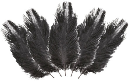CHAKS Struisvogelveren/sierveren - 10x - zwart - 20-25 cm - decoratie/hobbymateriaal