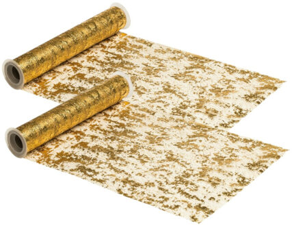 CHAKS Tafelloper op rol - 2x - goud - 29 x 500 cm - polyester