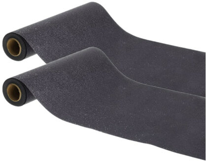 CHAKS Tafelloper op rol - 2x - zwarte glitter - 30 x 500 cm - polyester