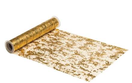 CHAKS Tafelloper op rol - goud - 29 x 500 cm - polyester - Feesttafelkleden Goudkleurig