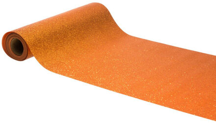 CHAKS Tafelloper op rol - oranje glitter - 30 x 500 cm - polyester