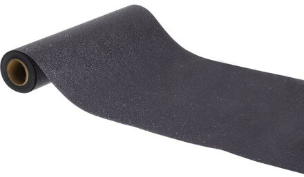 CHAKS Tafelloper op rol - zwarte glitter - 30 x 500 cm - polyester