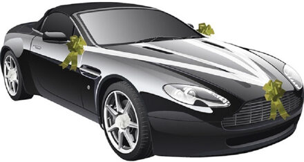 CHAKS Trouwauto decoratie lint - wit/ goud - bruiloft benodigdheden