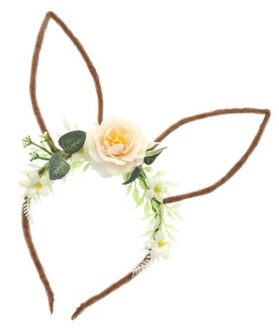 CHAKS Verkleed diadeem paashaas/bunny oren - met bloemen - wit - one size