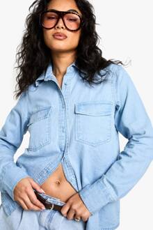 Chambray Denim Overhemd Met Lange Mouwen, Light Wash - 36