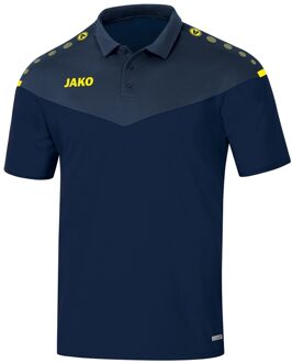 Champ 2.0 Poloshirt Dames Marine Blauw-Donker Blauw-Fluor Geel Maat 34