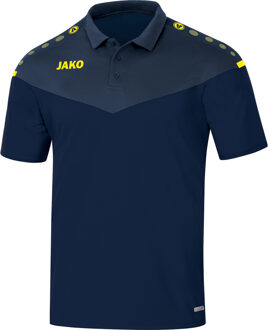 Champ 2.0 Poloshirt Kind Marine Blauw-Donker Blauw-Fluor Geel Maat 140