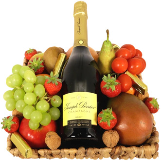 Champagne fruitmand de luxe Ø 30cm
