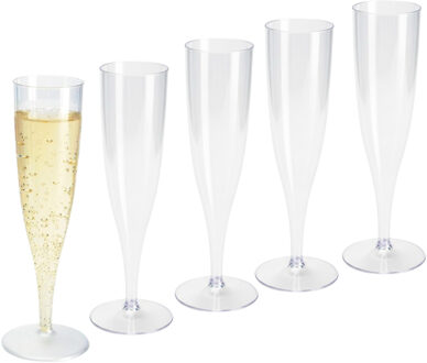 Champagne glazen - 10x stuks - kunststof - transparant - 19 cm - herbruikbaar