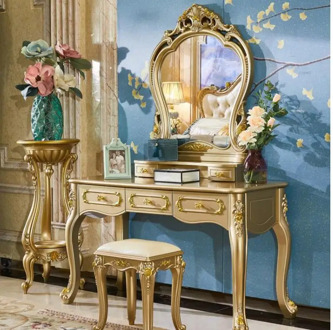 Champagne gold European dressing table bedroom small mini princess luxury dressing table mirror