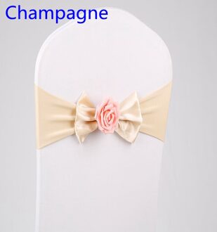 Champagne Kleur Lycra Stoel Sjerp Vlinder Strikje Met Rose Bal Voor Bruiloft Stoelen Decoratie Spandex Band Stretch Vlinderdas