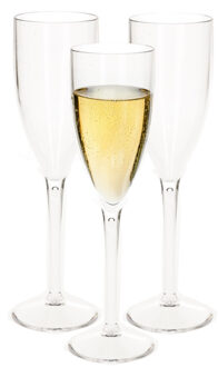 Champagne/prosecco flute glas - 4x stuks - 15 cl/150 ml - onbreekbaar transparant kunststof - bruilo