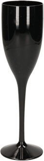 Champagne/prosecco flute glas - zwart - 15 cl/150 ml - onbreekbaar transparant kunststof - bruiloft/