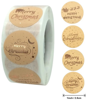 Champagne Rose Gold Merry Christmas Stickers Scrapbook 1Inch 500pcs Sealing Labels for Holiday Gift Party DIY Packaging Decor