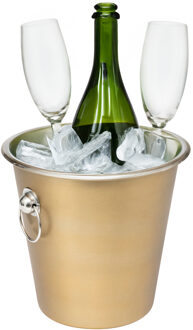 Champagne & wijnfles koeler/ijsemmer - goud - rvs - 22 x 21 cm - De luxe model