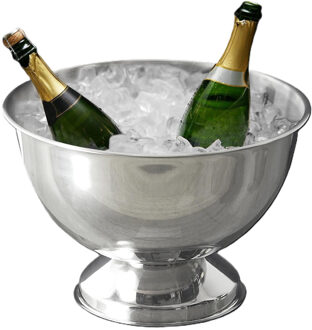 Champagne/wijnfles koeler/ijsemmer - zilver - rvs - 36 cm - Champagne schaal