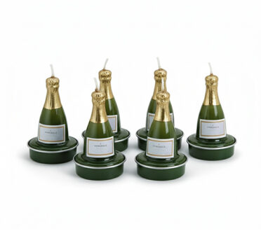 Champagnefles theelichtjes / waxinelichtjes - 12x stuks - 7 x 4 cm - kaarsjes - party