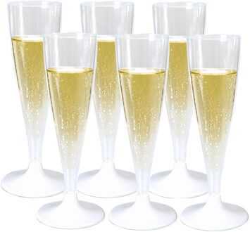 champagneglas - 12x - met losse voet - 138ml - transparant - Kunstof