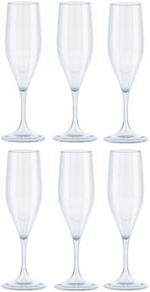 Champagneglas - 6x - transparant - kunststof - 150 ml - herbruikbaar