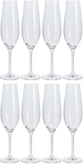 Champagneglazen - hoog model - 24x - transparant - kristal glas - 260 ml - proseccoglazen