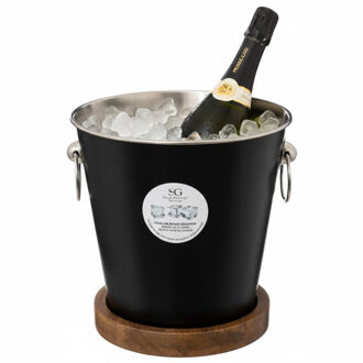 Champagnekoeler - met onderzetter - mangohout - RVS