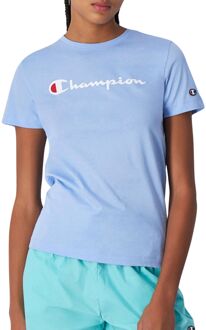 Champion Big Script Logo Crewneck Shirt Dames lichtblauw