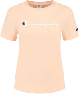 Champion Big Script Logo Crewneck Shirt Dames roze