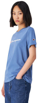Champion Dames gebrandmerkt mouw t-shirt Blauw - L