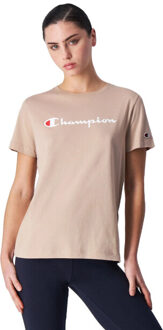 Champion Dames katoenen t-shirt met korte mouwen Beige - L