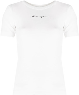 Champion Elegante Minimalistische T-shirt Champion , White , Dames - XS