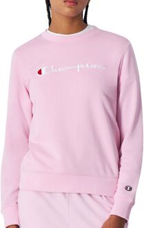 Champion Embroidered Big Script Logo Sweater Dames roze - M