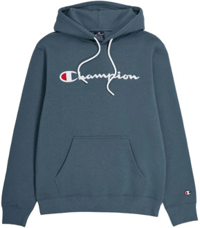 Champion Embroidered Script Logo Fleece Hoodie Heren groen/blauw - wit - rood