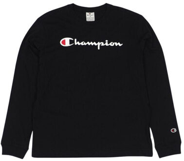 Champion Heren t-shirt met lange mouwen en ronde hals - maat M Zwart