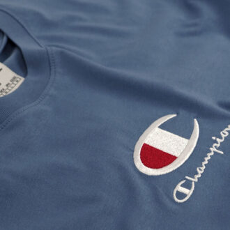 Champion Herenploeg t-shirt in de nek Blauw - M