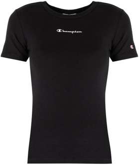Champion Minimalistische Elegante T-shirt Champion , Black , Dames - L,S,Xs